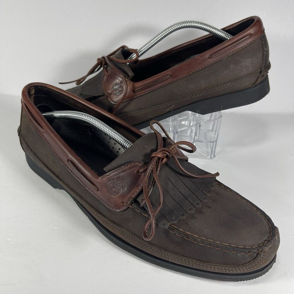 Timberland Men's 13 M Vintage Kiltie Tassel Loafers Boat Shoes Brown Vibram Sole